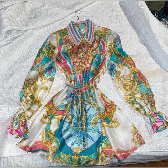 🩷SOLD🩷Camilla Shift Shirt Dress With Crochet Collar Sail Away With Me - Picture 9 of 17